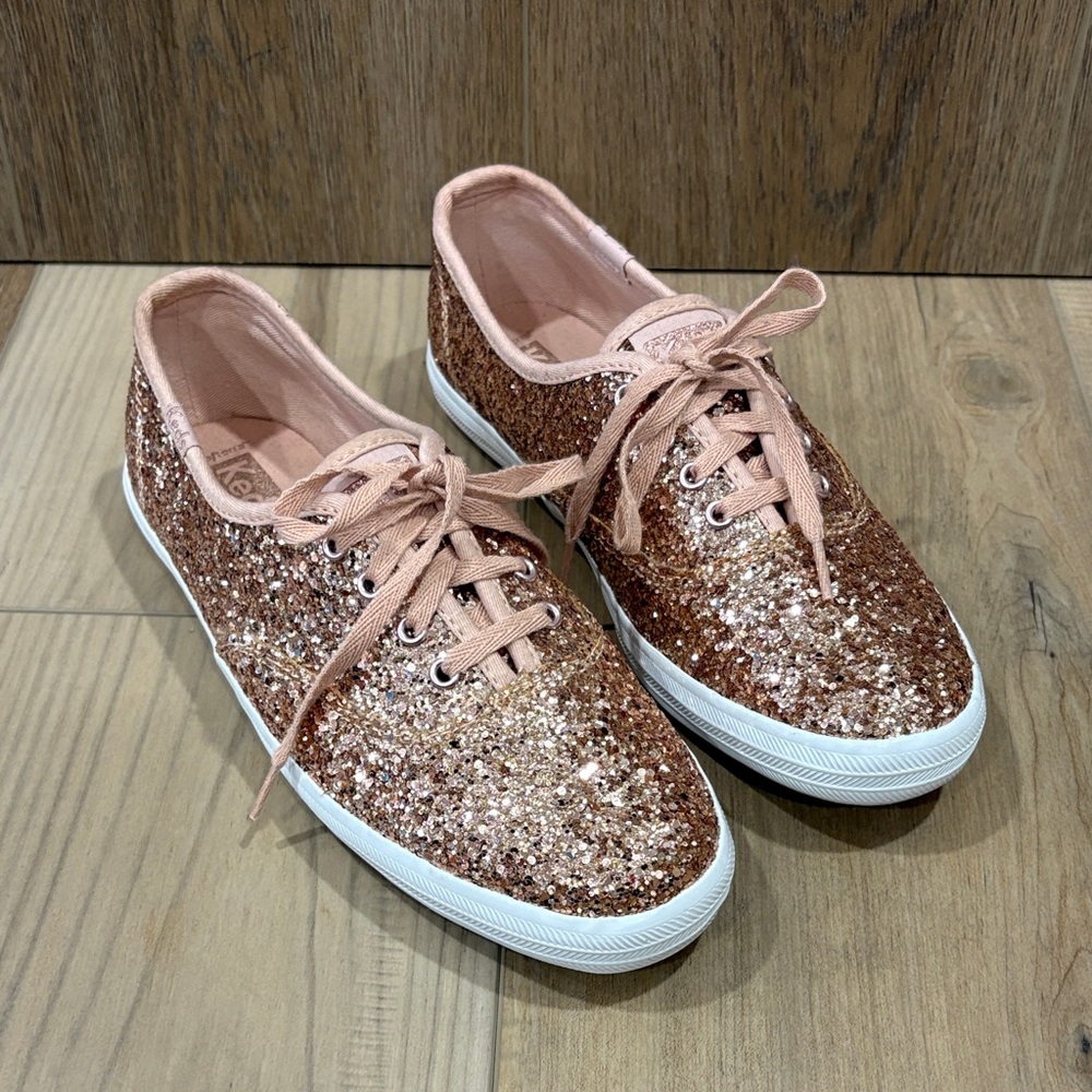 Keds Champion Celebration Pink Rose Gold Glitter Fashion Sneakers W 5.5 WF66847